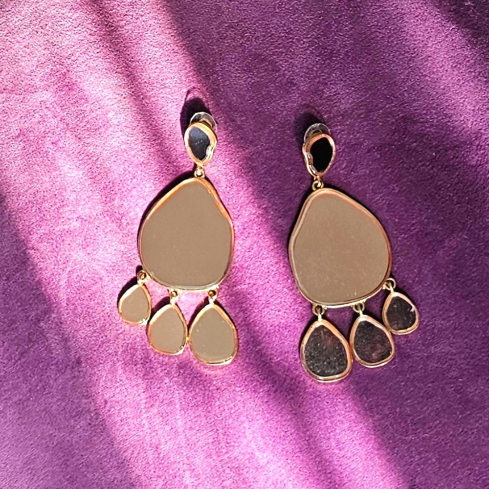 Mirrored Rose Gold Drop Earrings